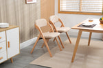 Folding Dining Chairs - Set of 2, Wooden Stackable, Padded Seats, Removable Cover - Khaki