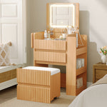 Small Vanity Table Set with LED Mirror & Power Outlets