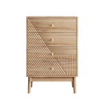 Chest of Drawers with 4 Storage Drawers and Wooden Wardrobe Cabinet, Oak Color