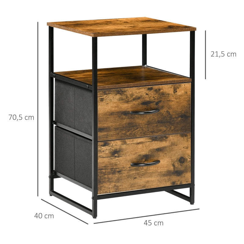 Chest of Drawers, Fabric Drawers Industrial Style, Rustic Brown