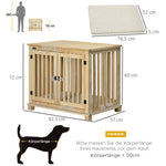 Dog Cage for Medium Dogs, Cushion, Natural Wood in Cream White