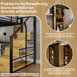 Metal Loft Bed 140x200cm with Desk & Wardrobe, Black