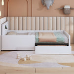Upholstered Children's Bed 90x200cm Night Light USB Storage Faux Leather White