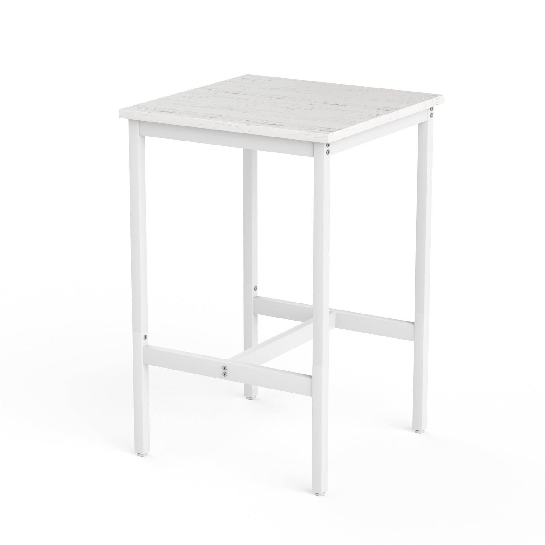 Bar Table and 2 Stools Set Industrial Style Metal Frame - White