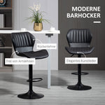 Bar Stools, Set of 2, Swivel, Height-Adjustable, Faux Leather