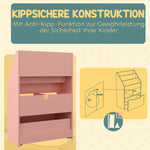 Children's Bookcase 3 Shelves 2 Open Compartments with Drawer Storage Shelf Pink