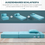 Foldable Sleeper Chair 2-in-1 Bed Function Guest Recliner Blue