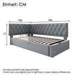Upholstered Day Bed, 90x200cm Sofa Bed with Hydraulic Storage, Velvet Gray