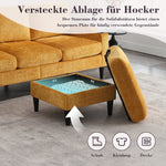 Sofa, 4-Seater with Footstool, Storage & Cupholder, Velvet