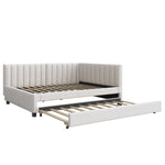 Upholstered Bed 140*200, Pull-Out Sofa Bed with Slatted Frame, Velvet Fabric Beige