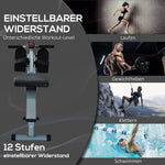 Rowing Machine, LCD Display, Steel+PVC, Gray