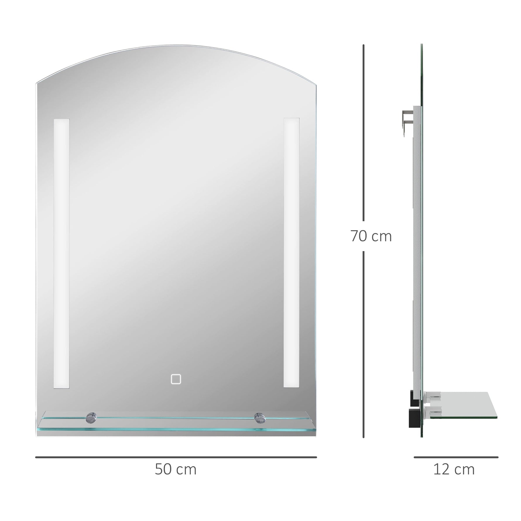 Kleankin Bathroom Mirror, LED, Touch Switch, Aluminum
