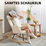 Rocking Chair, Armrests Recliner with Wooden Base, Corduroy Beige