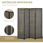 Folding Screen 4-Part, 180 x 180 cm Room Divider, Brown Bamboo