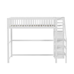 Loft Bed, 140x200 with Stairs, Storage, Wardrobe, White Wood