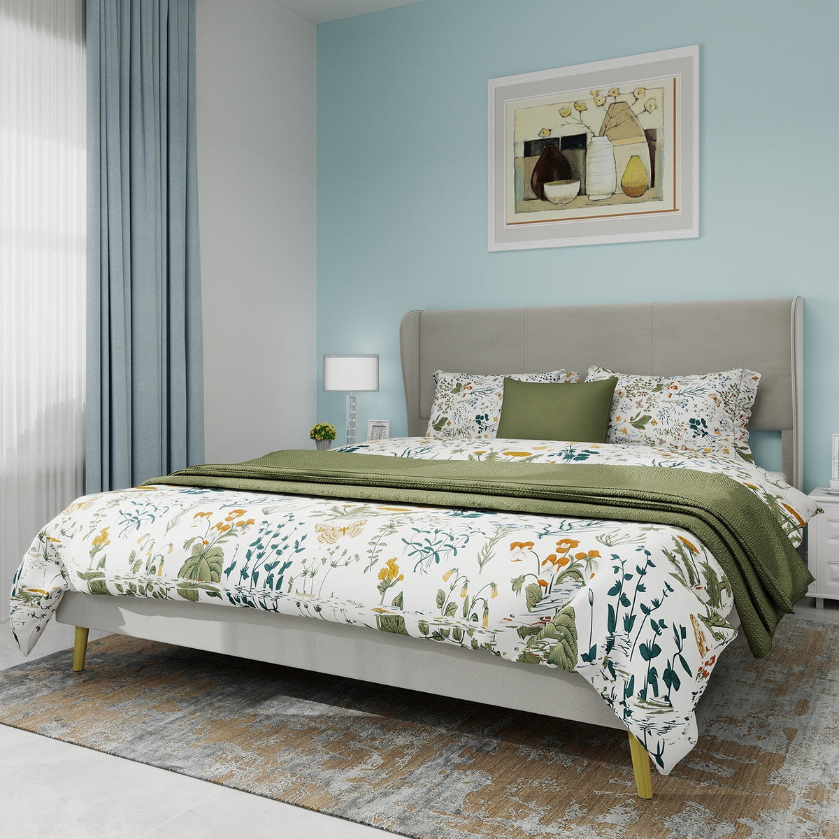 Modern Minimalist Upholstered Bed with Plush Headboard, 160x200 cm, Beige
