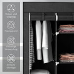 Fabric Wardrobe, Clothes Rail 8 Levels, Space-Saving, Black
