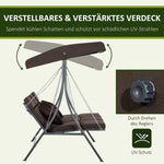Hollywood Swing 3-Seater Adjustable Sunshade & Cushions Metal/Textile Brown