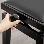 Piano Stool Height-Adjustable, Faux Leather, Black