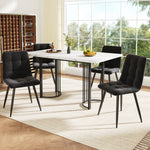 Dining Set Extendable 5-Piece Rectangular Table 4 Chairs - Black Velvet