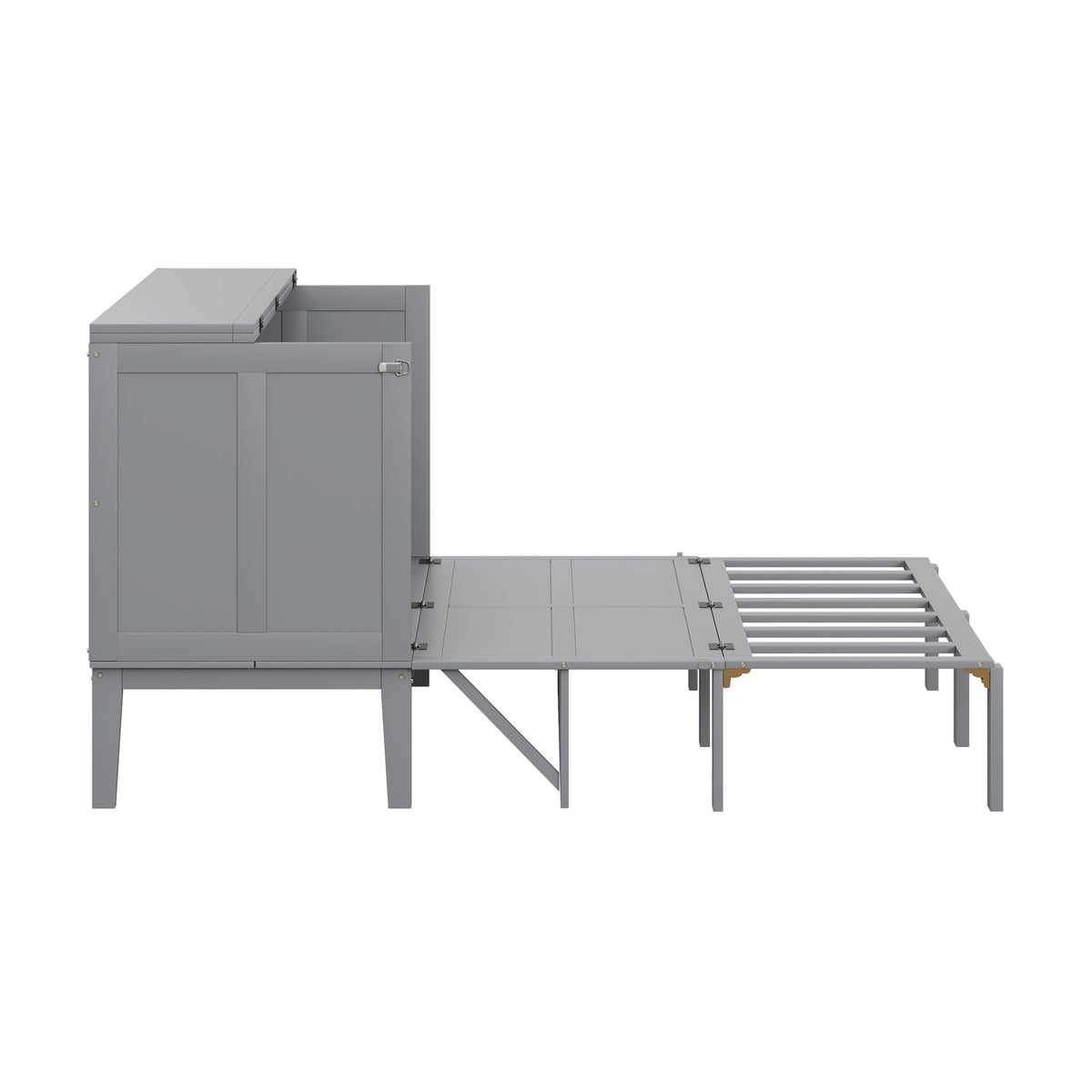 Wall Bed, 140x200cm with Slatted Frame, Grey