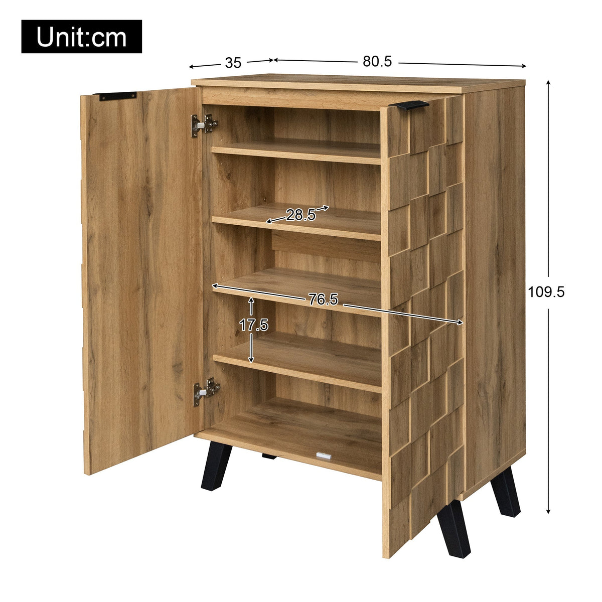 Sideboard Shoe Cabinet with 5 Adjustable Compartments, Wood