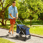 Dog Stroller, Foldable Aluminum, Dark Blue