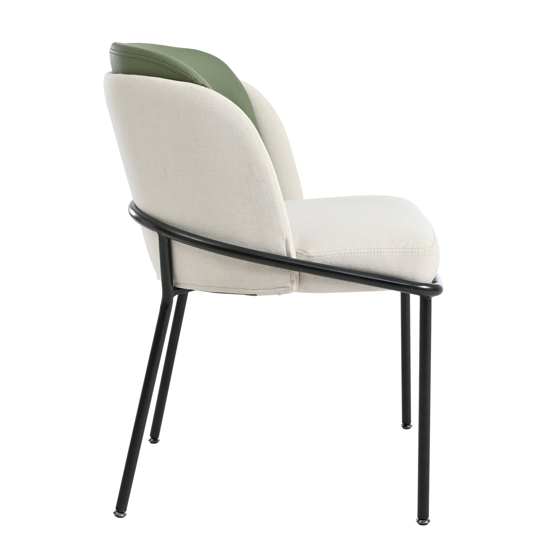2 Modern Chairs Angled Legs Adjustable Feet - Beige/Green