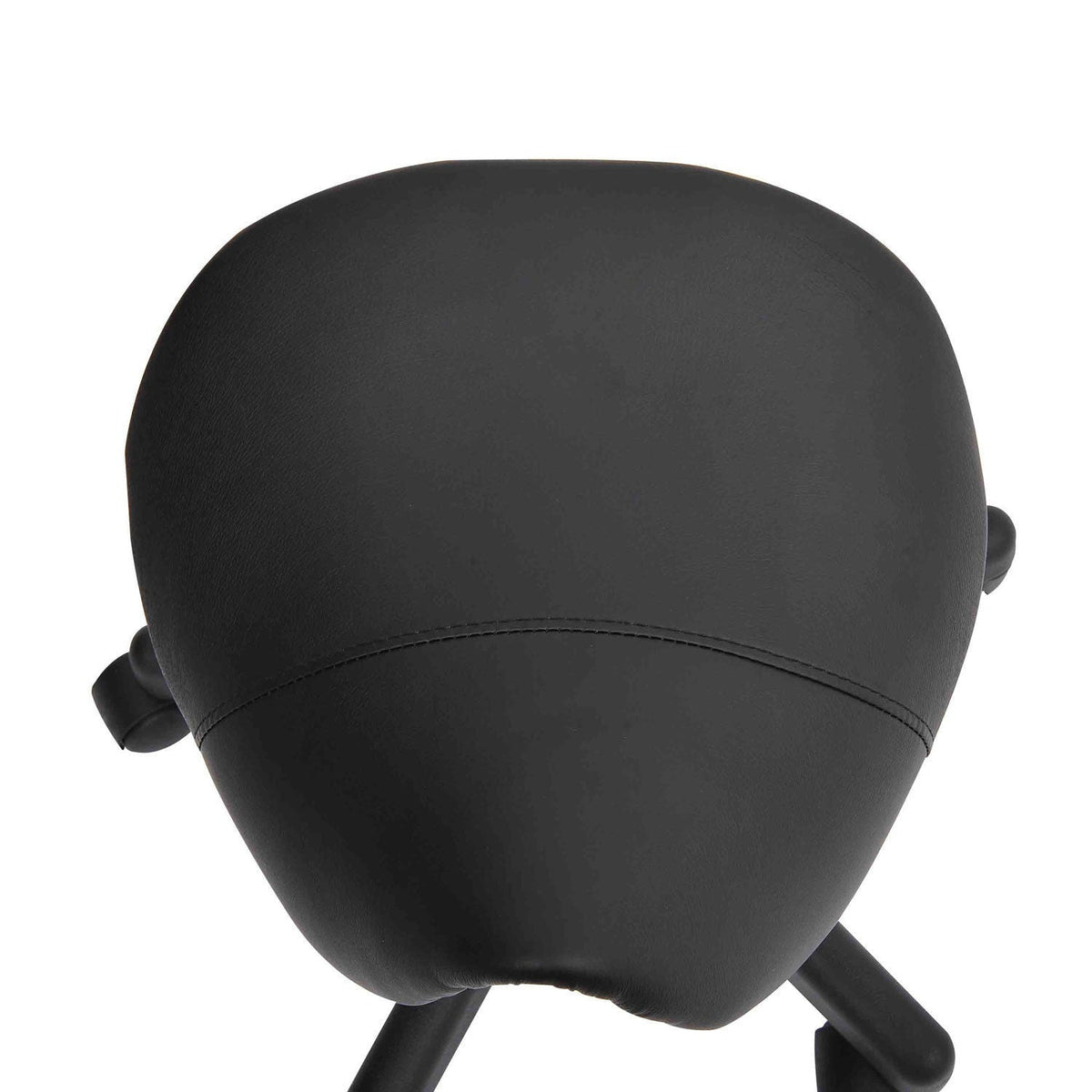Rolling Stool, Height-Adjustable Swivel with Wheels, Black Faux Leather