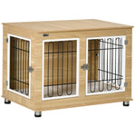 Dog Kennel, Table Top, Double Doors, Cushions, Oak