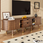 TV Cabinet 175cm Rattan Sliding Door Storage, Walnut Look/Natural Design
