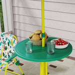 Children's Seating Set 4-piece with Removable Parasol and 2 Folding Chairs Green