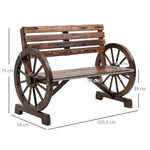2-Seater Garden Bench Wagonwheel Armrests Fir Wood Brown