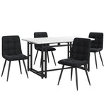 Dining Set (5-Piece) Modern Kitchen Table 140x80cm with Black Velvet Chairs, Black Iron