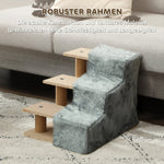 Dog Stairs 3-Step Pet Plush, Light Grey