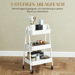 Serving Cart, 3 Levels with Wheels and Brake, White