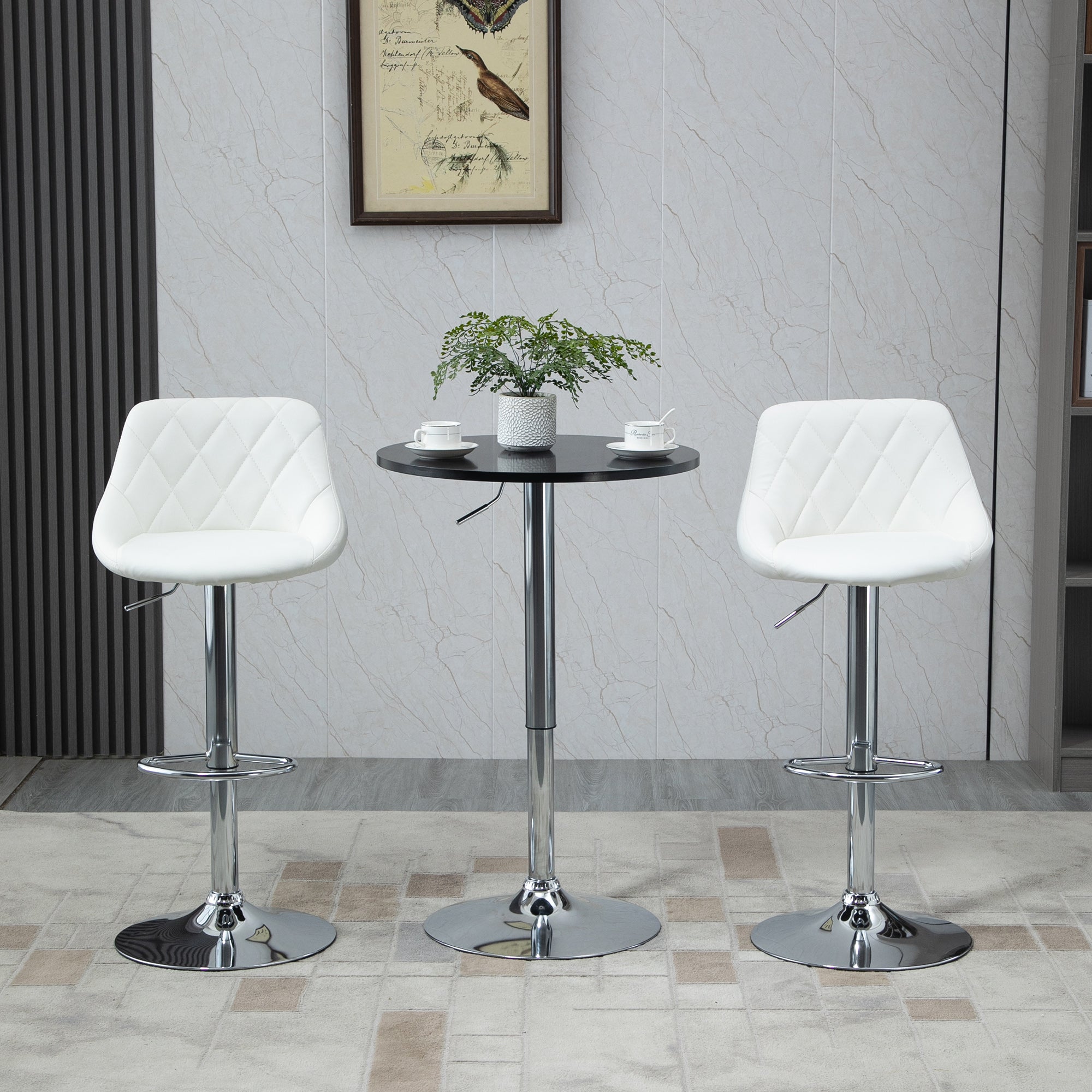 Round Bar Table Height Adjustable Swivel Steel Black