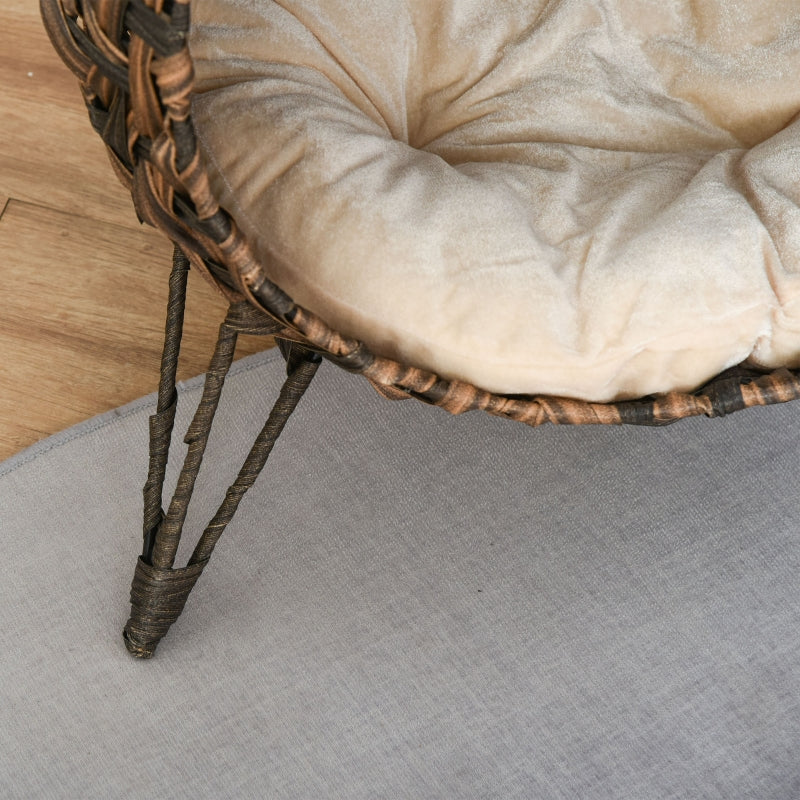 Rattan Cat House with Cushion, Raised Feet, Brown