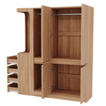 Extra-Large Wardrobe with Drawers and Storage Compartments, 140x40x170cm, Wood Color