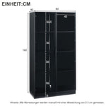 Glass Display Cabinet, Double-Door Adjustable Shelves 80x40x160cm, App-Controlled LED Lighting