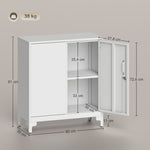 Metal Office Cabinet, Lockable Doors 2-Tier, White