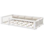 Platform Bed with Side Rails & Pillows, 90x200 cm, White