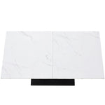 Dining Table 140x75.5cm Rectangular Marble Pattern Metal Frame Adjustable Legs - White/Black