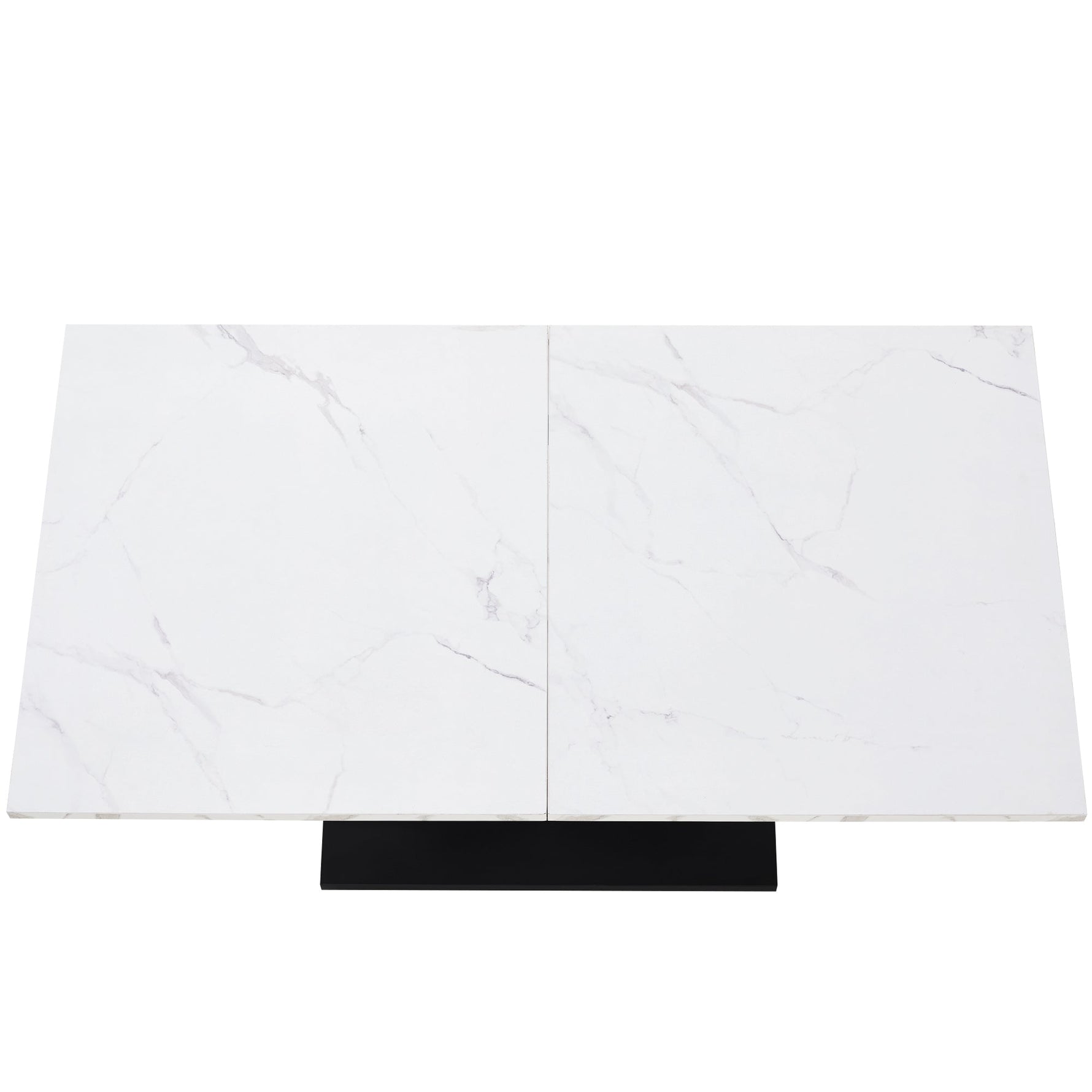 Dining Table 140x75.5cm Rectangular Marble Pattern Metal Frame Adjustable Legs - White/Black