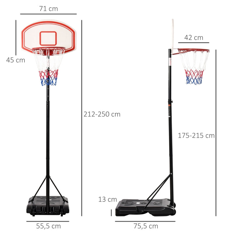 Outdoor Basketball Hoop, Adjustable Portable, Black White