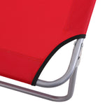 Sun Lounger Folding Portable with Sunshade, 187cm Red