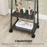 Full-Length Mirror, 42 x 155 cm with Shelf and Wheels, Black