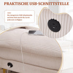 U-shaped Sofa, LED Ambient Lighting, USB-C Port, Solid Wood Frame, Beige