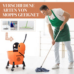Cleaning Cart with Wringer, 26 Liter Mobile Bucket, 4 Wheels, Orange