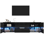 Modern High-Gloss TV Cabinet 160x39x45cm LED 2 Doors 1 Drawer - Black